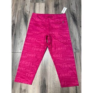 Tommy Hilfiger Sport Pink Logo Print Capri Leggings XL Polyester/Spandex READ